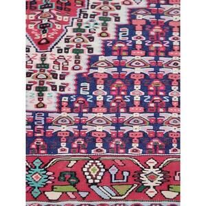 Geometric Heriz Serapi Antique Rug Hand-Knotted Wool Carpet 4'×5'